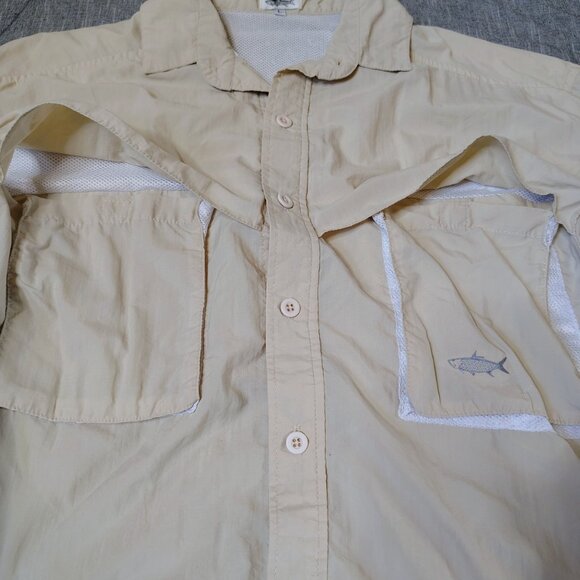 VINTAGE Tarponwear Simms Fishing Shirt Size Large Khaki Long Sleeve Performance - Picture 5 of 10